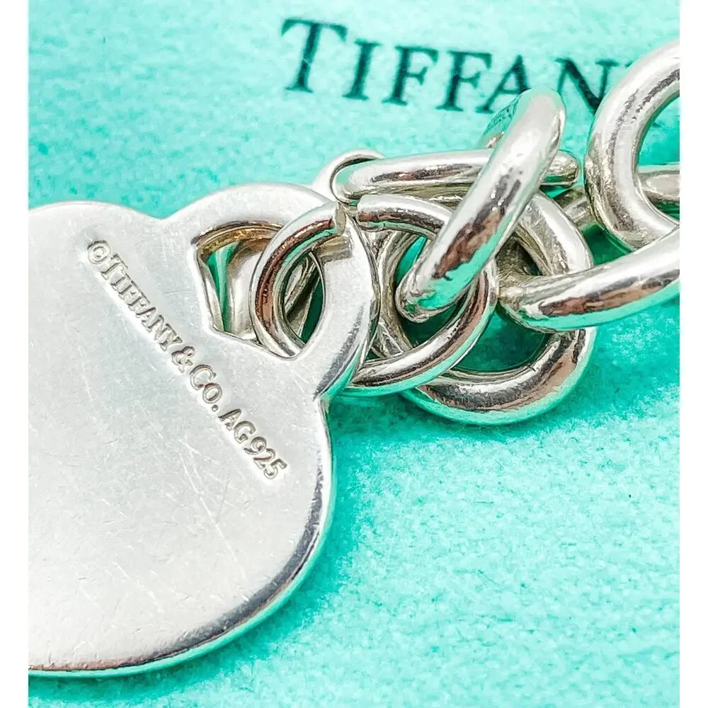 Tiffany & Co Return to Tiffany Blue Enamel Splash Heart Tag Bracelet 6.25